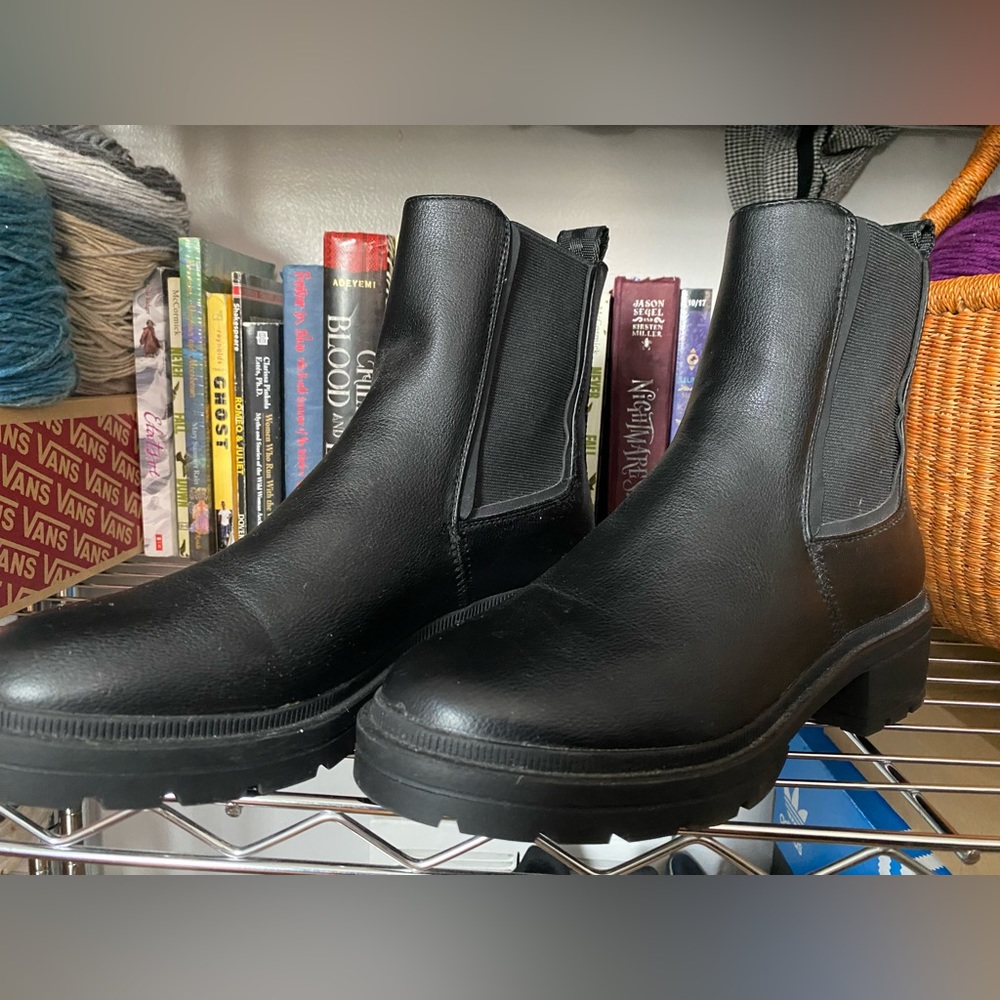 Black leather boots